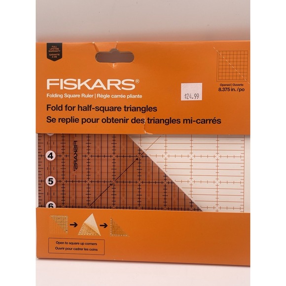 Fiskars Folding Square Ruler 8.375"X8.375"-Clear / Orange 1066152 - Picture 3 of 3